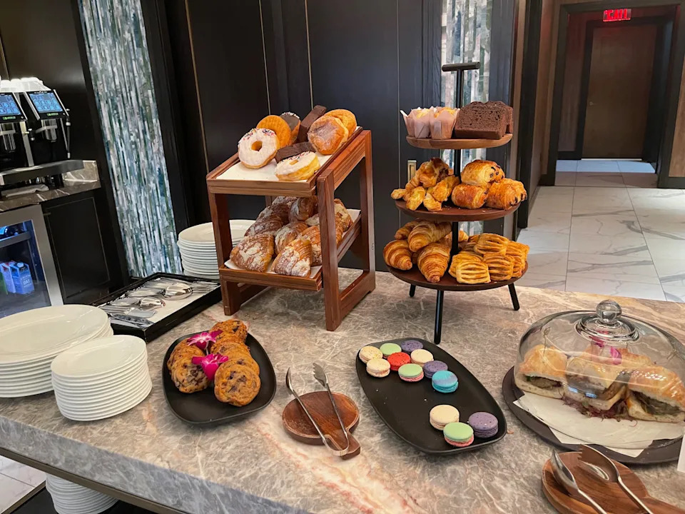 Complimentary (and delicious) snacks and meals are available all day at The Langham Club.